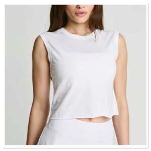 Year of Ours Women's White Cropped Model Sleeveless Muscle Tank T-Shirt Sz XL